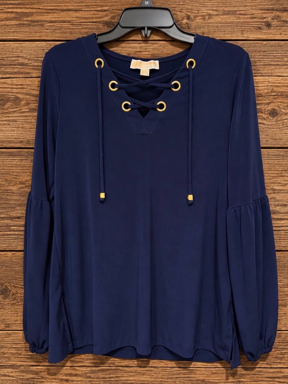 Michael Kors Navy Blue Lace-Up Blouse – Size Medium